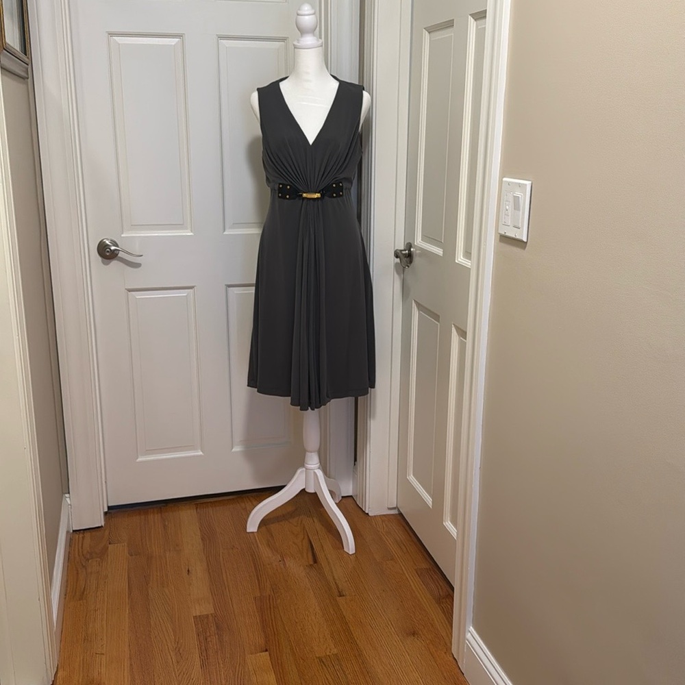 Elegant GrayGreen Sleeveless Dress by Calvin Klein